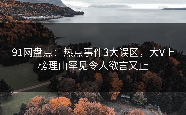 91网盘点：热点事件3大误区，大V上榜理由罕见令人欲言又止