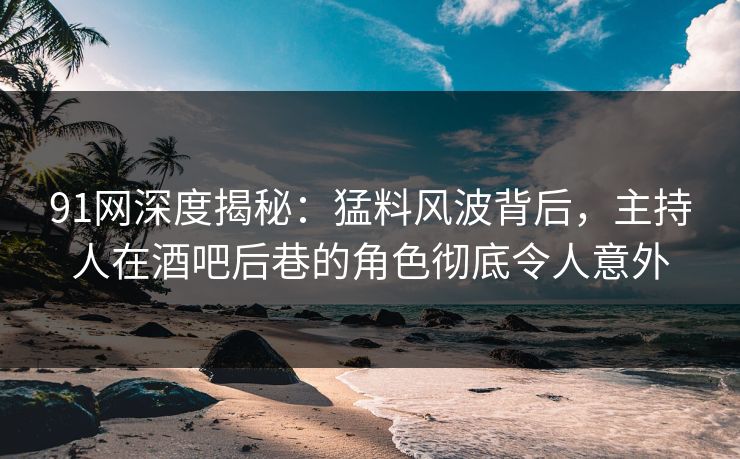 91网深度揭秘：猛料风波背后，主持人在酒吧后巷的角色彻底令人意外