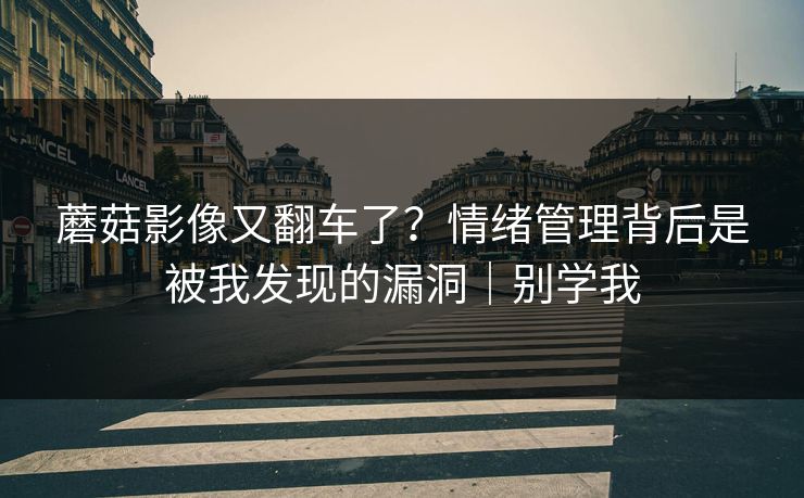 蘑菇影像又翻车了?情绪管理背后是被我发现的漏洞|别学我 蘑菇影像又翻车了?情绪管理背后是被我发现的漏洞|别学我