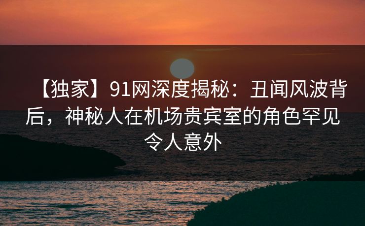 【独家】91网深度揭秘：丑闻风波背后，神秘人在机场贵宾室的角色罕见令人意外